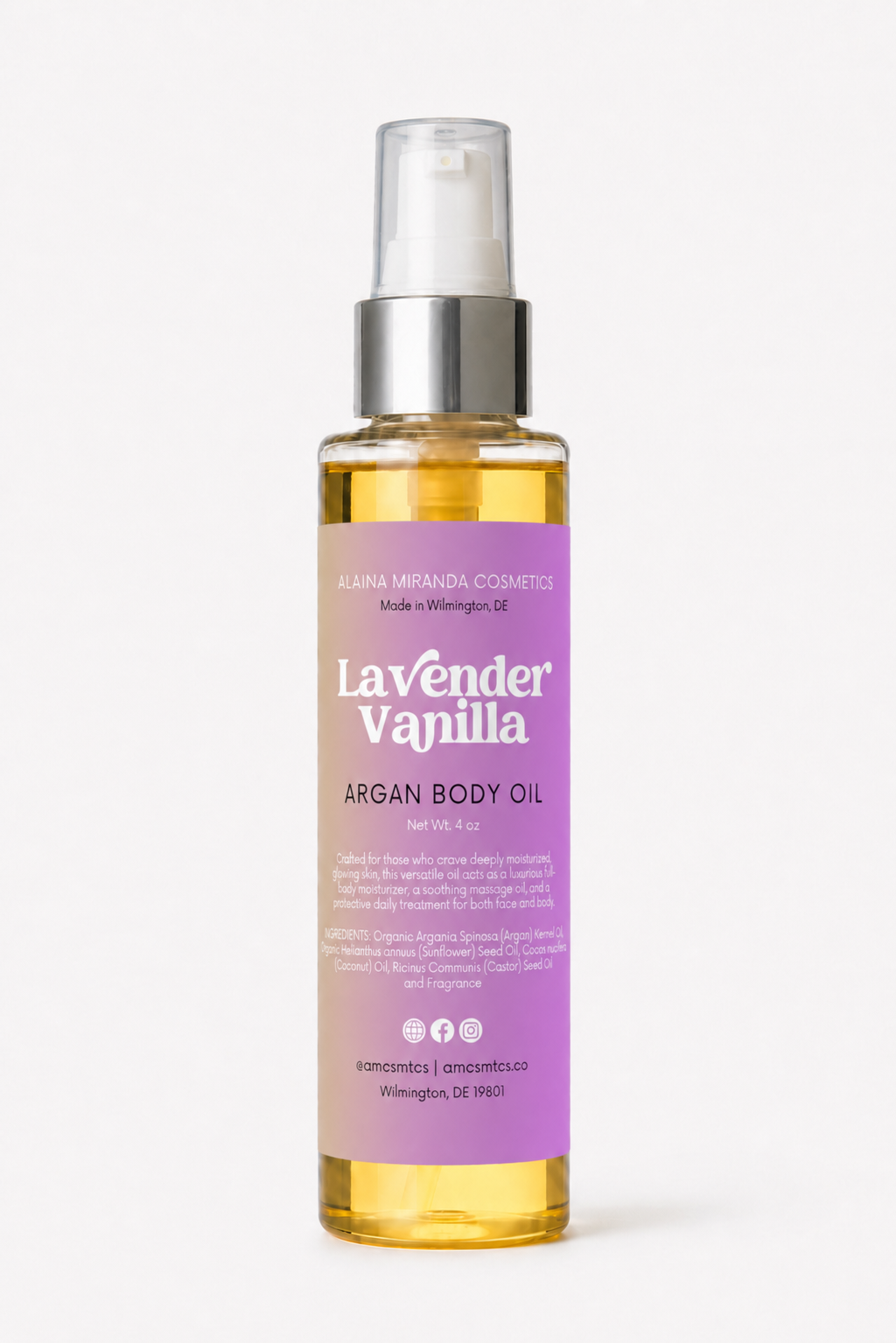 Natural Argan Body Oil, Lavender Vanilla
