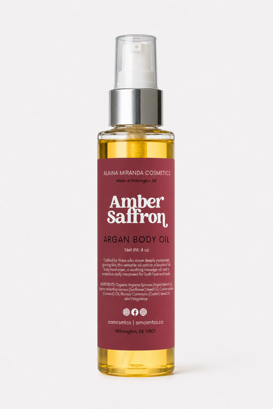 Natural Argan Body Oil, Amber Saffron